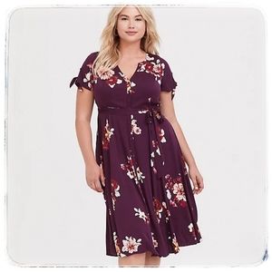 TORRID | Floral Challis Button Front Midi Shirt Dress